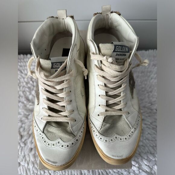 Golden Goose Mid Star Off White Sneakers Leopard Fur Heel - Picture 5 of 14